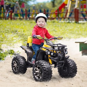 Quad per Bambini Elettrico 12V con Fari e Batteria Ricaricabile, Età 3-5 Anni, 100x65x73cm, Giallo...
