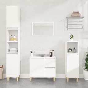 Set Di Mobili Da Bagno 3 Pz Bianco İn Legno Multistrato /