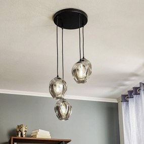 EMIBIG LIGHTING Lampada a sospensione Starla rotonda a 4 luci, vetro grafite