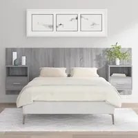 Testiera Letto con Comodini in Legno Multistrato Grigio Sonoma cod mxl 51010