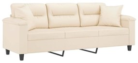 Divano a 3 posti con cuscini beige 180 cm tessuto microfibra