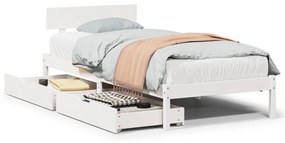 Letto senza materasso bianco 75x190 in legno massello di pino