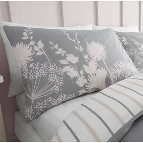 Set copripiumino e federa grigio per letto matrimoniale 200x200 cm Meadowsweet Floral – Catherine Lansfield