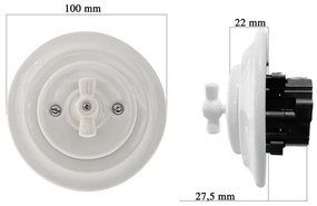 Bohemia-Design - Dimmer rotativo in porcellana dallo stile retrò con cornice 250V/10A bianco