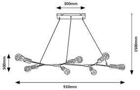 Rabalux 72027 - Lampadario a sospensione BRANWEN 7xE27/25W/230V