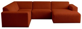 Divano angolare in tessuto bouclé color mattone (forma a U) Roxy - Scandic