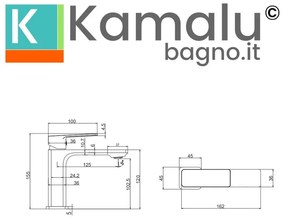 Kamalu - miscelatore lavabo linea squadrata in ottone lucido | kam-diana