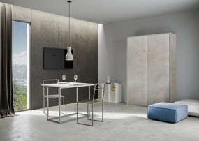 Letto matrimoniale francese a scomparsa 140 verticale Kentaro con colonna e pensili, Cashmere / Classic