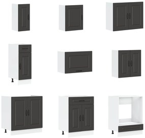 Mobiletto da cucina  &quot;&quot;kalmar&quot;&quot; con doppio lavandino nero in legno ingegnerizzato