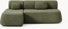 Divano letto angolare 2 posti in teddy-bouclé Pao