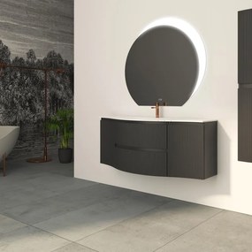 Mobile da bagno sotto lavabo BADEN HAUS VAGUE grafite laccato opaco L 69 x H 55 x P 52 cm 2 cassetti, lavabo non incluso