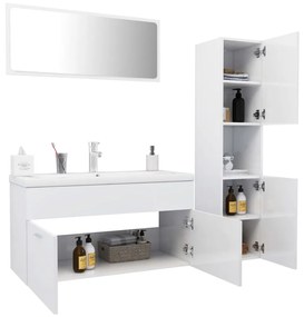 Set mobili da bagno bianco lucido in truciolato