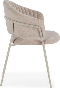 Set di sedie da pranzo beige in imbottito con braccioli 2 pz Leticia – Marckeric