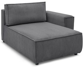 Modulo divano in velluto a coste grigio scuro, angolo destro Nihad modular - Bobochic Paris