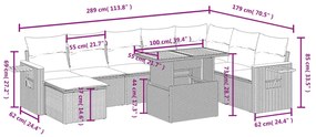 Set divano da giardino 8 pz con cuscini grigio in polyrattan