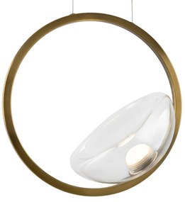 Lampadario A Sospensione Moderno Lunare Metallo Ottone Vetro Luce Led 5W