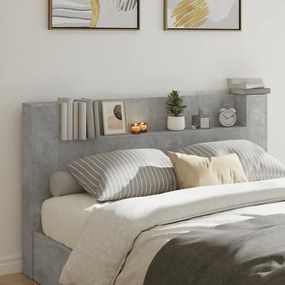 Testiera Con Contenitore A Led Grigio Cemento 180x16,5x103,5 Cm /