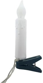 Catena decorativa natalizia a LED 10 LED, alimentazione 2x AA, 1,65 m, luce calda, a forma di candela