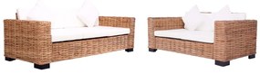 Set di Divani da Giardino con Cuscini 2 pz in Rattan Naturale