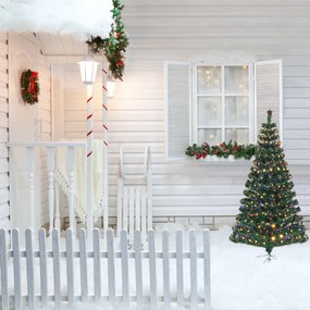 Costway Albero di Natale con aghi in PVC Premium, Albero artificiale in fibra ottica pre-illuminato con luci LED 150cm