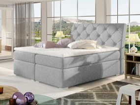 Letto matrimoniale boxspring Missouri - 160 x 200 cm , Tessuto grigio chiaro liscio