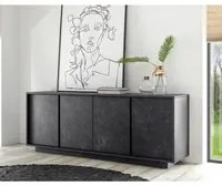 Madia Rock 4 ante effetto marmo nero L180x43xh. 79 cm