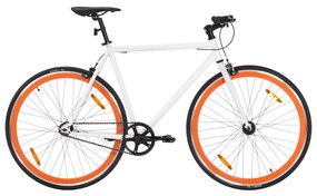 Bicicletta A Scatto Fisso Bianca E Arancione 700c 59 Cm /