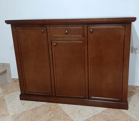 Credenza da 120 cm classica in legno massello noce lucido