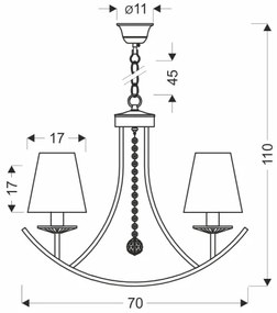 Lampadario a catena VITORIA 4xE14/40W/230V giallo/ottone