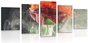 Quadri 5 pezzi – Rose con elementi astratti