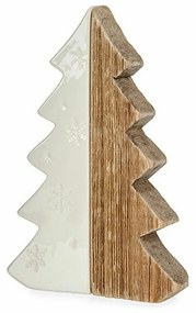 Statua Decorativa Albero di Natale Bianco Naturale Legno Ceramica 3 x 21 x 14 cm (6 Unità)