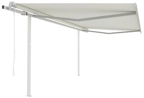 Tenda da Sole Retrattile Automatica con Pali 4x3,5 m Crema