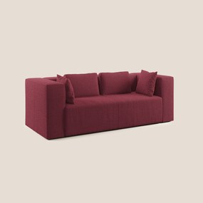 Nettuno divano moderno componibile in morbido tessuto bouclè T07 rosso 210 cm