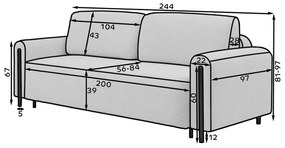 Divano color crema allungabile/con contenitore e rivestimento in bouclé 244 cm Arcadova – ELTAP