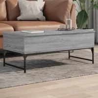 Tavolino Salotto Grigio Sonoma 100x50x40cm Multistrato Metallo 845379