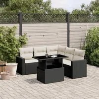 Set Divano da Giardino 6 pz con Cuscini Nero in Polyrattan 3267266