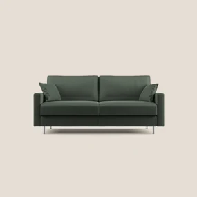 Andromeda divano letto matrimoniale in velluto morbido impermeabile T01 verde 188 cm (mat. 140x197)