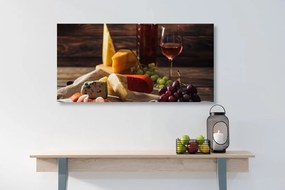 Quadro su tela – Variazioni di formaggi su tavola