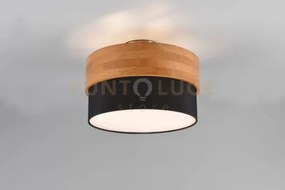 Seasons plafoniera legno naturale e paralume nero d. 30cm 2 luci at...