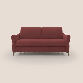 Dalia divano letto con materasso H18 cm e piedi alti in raffinato tessuto smacchiabile T17 rosso