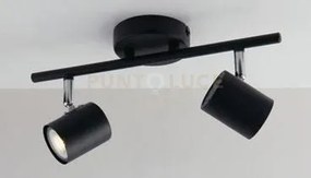 Spot zero nero 2 luci attacco gu10 33x9,7x15cm in metallo orientabile