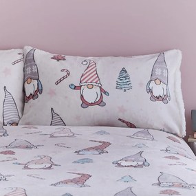 Set copripiumino e federa rosa chiaro in micropile per letto singolo 135x200 cm Festive Gnomes – Catherine Lansfield
