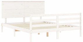 Giroletto con Testiera Bianco 160x200 cm Legno Massello