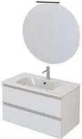 Mobile Bagno Sospeso 80 cm Lavabo e Specchio Bonussi Fenice Bianco Opaco