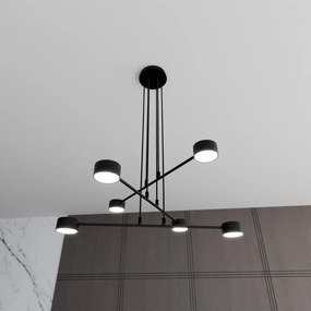 Sospensione Moderna Tefnut 6 Luci In Acciaio Nero
