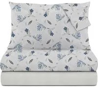 Completo letto matrimoniale petali grigio in flanella