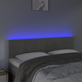 Testiera a led grigio chiaro 144x5x78/88 cm in velluto