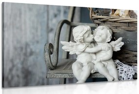 Stampa su tela – Statuette di angioletti sulla panchina