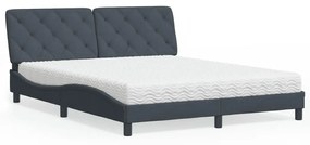 Letto Con Materasso Grigio Scuro 160x200 Cm İn Velluto /