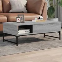 Tavolino Salotto Grigio Sonoma 100x50x35cm Multistrato Metallocod mxl 89744